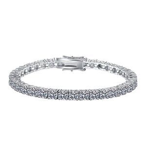 🆕5.7CT VVS1 3mm Four Prong Moissanite Diamond Sterling Silver Tennis Bracelet